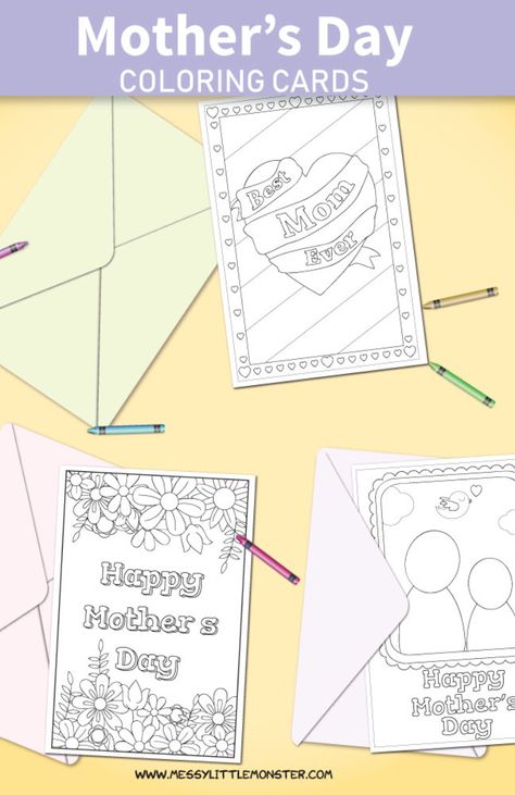 Cards For Kids To Make, Mothers Day Coloring Sheets, Mothers Day Coloring Cards, Easy Mother's Day Crafts, Mother's Day Printables, Mothersday Cards, Printable Postcards, Mother's Day Activities, Mother Card