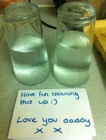 The child who left these upside down glasses. | 25 People Who Are Bigger Jerks Than You'll Ever Be Best April Fools Pranks, Best April Fools, Office Pranks, April Fools Pranks, April Fools Joke, Good Pranks, 1 April, April Fools Day, April Fools