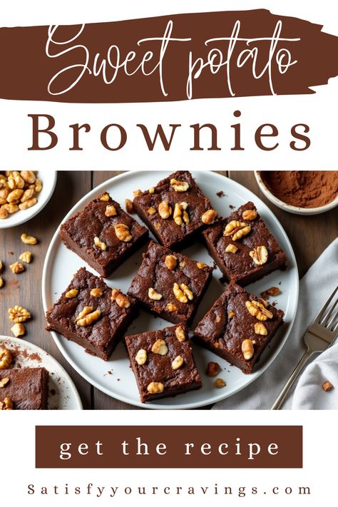 Sweet Potato Brownies - Satisfy Your Cravings Sweet Potato Brownies Healthy, Sweet Potato Benefits, Potato Brownies, Carrot Spice Cake, Sweet Potato Brownies, Vegan Meat, Clean Eating Desserts, Healthy Treat, Vegan Sweet Potato