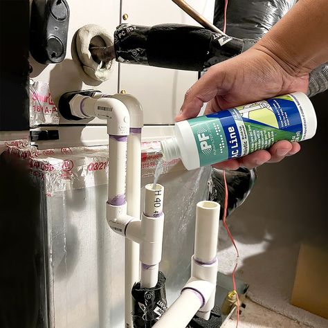 The PURAFILTER 2000® AC Line Probiotic Build-up Remover helps clean buildup of soil and water deposits in your HVAC system. Safely cleans the drain lines, drain pans, pipes, and pumps. Keeps AC drain pans and lines flowing freely. Use throughout the year for regular DIY maintenance. Purafilter 8 oz Drain AC Line Cleaner - Clear, Safe for HVAC Drain Lines - Probiotic Ingredients - No Fumes | PFACL8 Hvac Engineer, Diy Ac, Air Conditioner Maintenance, House Maintenance, Clean Air Conditioner, Unclog Drain, Home Electrical Wiring, Air Conditioner Installation, Ac Maintenance