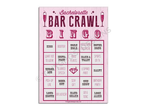 Bachelorette Bar Crawl Bingo Bachelorette Bar Crawl, Bar Crawl Bingo, Free Bingo Cards, Holiday Bar, Bingo Template, Bar Hopping, Bar Crawl, Bachelorette Party Bride, Pub Crawl