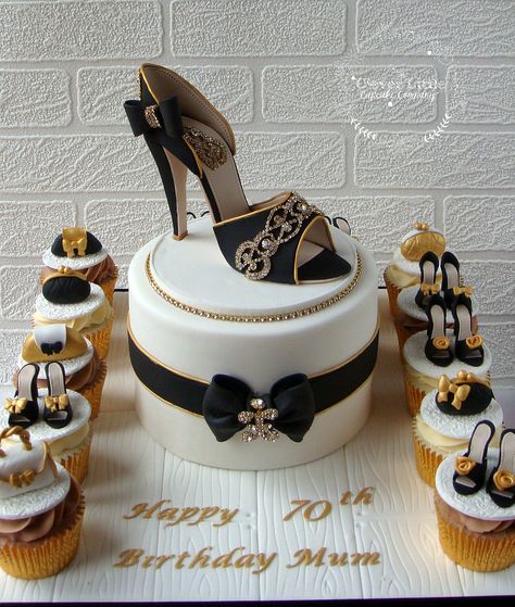 https://flic.kr/p/zC3Foq | Shoe Cake | Vanilla sponge with matching vanilla and chocolate cupcakes. Birthday Cake 50th Women, Happy Birthday Shoes, High Heel Cakes, Vanilla And Chocolate Cupcakes, Shoe Cakes, 70th Birthday Cake, Shoe Cake, Women High Heels, 50th Birthday Cake