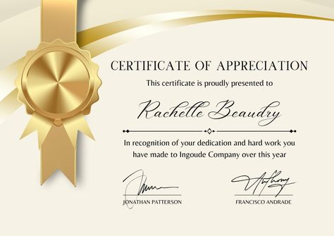 Go grab this printable Appreciation Certificate Certificates Of Appreciation, Certificate Of Appreciation Design, Gold Certificate Template, Appreciation Certificate, Sample Certificate Of Recognition, Certificate Of Origin Template, Teacher Portfolio, Certificate Design Template, Gold Certificate