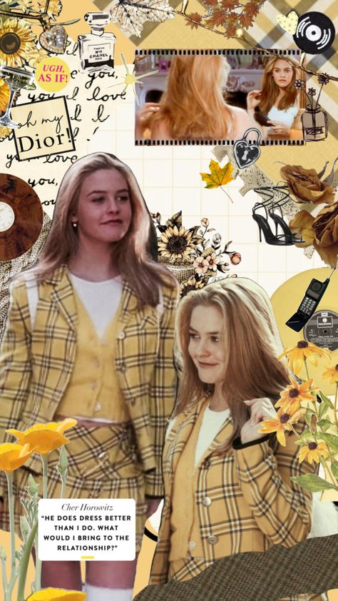 #cherhorowitz #cher #clueless #aesthetic #vintage #90s #collage #shuffle #moodboard #yellow #paulrudd Cher Clueless Aesthetic Wallpaper, Cher Clueless Aesthetic, Cher Horowitz Aesthetic, Moodboard Yellow, 90s Collage, Clueless Aesthetic, Clueless Movie, Clueless Cher, Jake And Amy