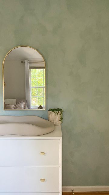 Yellow Lime Wash Walls, Limewash Walls Sage Green, Nursery Green Accent Wall Paint Color, Paint Nursery Accent Wall, White Wash Walls Paint Colors, Green Room Accent Wall, Nursery Limewash Wall, Nursery Limewash, Lime Wash Nursery Wall