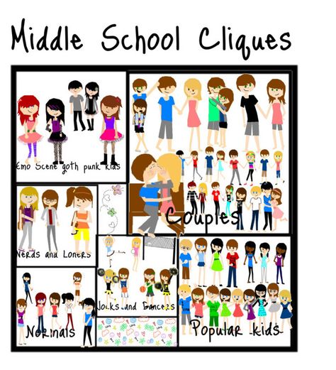 "Middle School/High School Cliques" by ceri-was-here ❤ liked on Polyvore featuring art High School Cliques, Scene Goth, I Miss U, Emo Scene, In High School, Writing A Book, Middle School, The Middle, High School