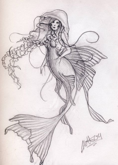 Jelly by chostopher on DeviantArt Beautiful Mermaid Drawing, Drawing Mermaid, Mermaid Sketch, Kristina Webb, Mermaid Artwork, Mermaid Drawings, Mermaid Pictures, Mermaid Tattoo, Mermaid Tattoos