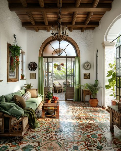 Spanish Style Home Decor Interior Design, Modern Spanish Style Homes Interior Design Living Room, Argentina Interior Design, Spanish Living Room Hacienda Style, Spanish Style Apartment, Spanish Home, Mexican Interior Design Living Room, Spanish House Interior, Spanish Style Living Room