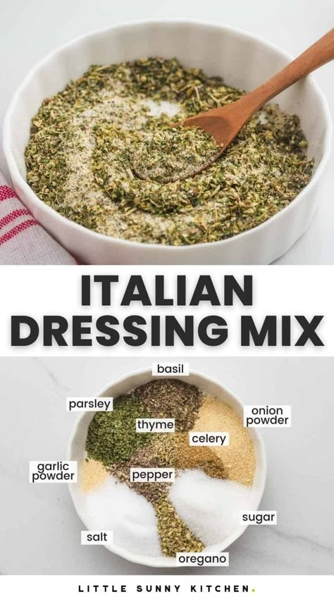 Don’t buy packets of Italian Dressing Mix when you can easily make your own at home for a fraction of the cost. Use this flavorful dressing mix in all of your recipes. Copycat Good Seasons Italian Dressing Mix Recipe, Homemade Italian Dressing Seasoning, Italian Dressing Seasoning Mix Recipe, Italian Dressing Mix Recipe Dry Chicken, Diy Italian Dressing Packet, Dry Italian Dressing Mix Diy, Italian Salad Dressing Mix Dry, Dry Salad Dressing Mixes, Diy Good Seasons Italian Dressing