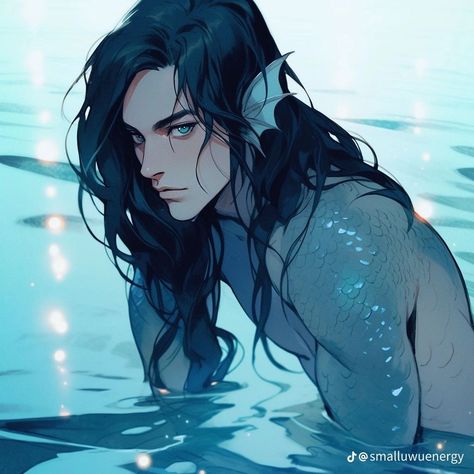 Kny Mermaid, Mermaid Oc, Male Mermaid, Mermaids And Mermen, Mermaid Art, Character Design Male, Fantasy Inspiration, Boy Art, Dnd Characters