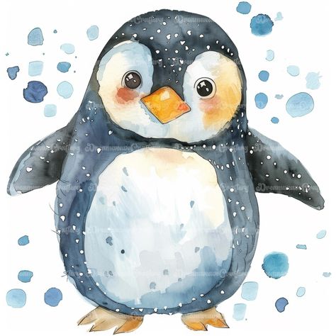 Cartoon Cute Cartoon Baby Penguin Flightless Bird Watercolor Art Printable High Quality JPG Papercraft Junk Journal Scrapbooking Digital Download On Etsy: dreamweavecraftery.etsy.com #cute #penguin #cartoon #watercolor #clipart #art #papercraft #designing #craft #junkjournal #printable #download #bird #animal #winter #flightless Watercolor Penguin Tutorial, Penguin Watercolor Painting, Watercolour Penguins Paintings, Baby Penguin Art, Watercolour Penguin, Cute Penguin Cartoon, Art Papercraft, Penguin Artwork, Watercolor Penguin