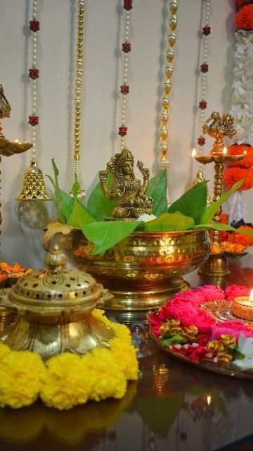 Laxmi Decoration At Home, Laxmi Pooja Decoration At Home, Laxmi Puja Decoration At Home, Diwali Lakshmi, Mandir Ideas, Spiritual Partner, Laxmi Pooja, Lakshmi Puja, Brass Elephant