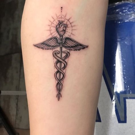 Medical Tattoos For Women, Medicine Tattoo Ideas, Drew Tattoo, Medicine Tattoo, Nursing Tattoos, Atomic Tattoo, Tattoo Pricing, Caduceus Tattoo, Atom Tattoo