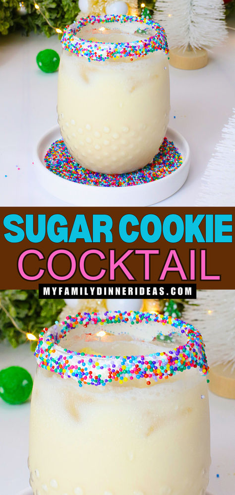 Sugar cookie cocktail Sugar Cookie Alcoholic Drink, Sugar Cookie Drink, Sugar Cookie Cocktail, Sugar Cookie Martini, Cookie Shots, Dessert Photography, Marshmallow Cream, Easy Sugar Cookies, Baileys Irish Cream