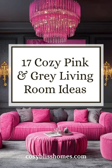 Want to transform your living space into a cozy retreat? Explore these 17 stunning pink and grey living room ideas that blend style, warmth, and sophistication. From dramatic pink chandeliers to understated grey decor, we’ve got plenty of inspiration to help you create a welcoming atmosphere. Add a splash of color with pink pillows or opt for tasteful grey accents for a calming effect. Perfect for every home, these design tips invite you to explore unique color combinations that enhance both aesthetic allure and comfort. Dark Grey And Pink Living Room, Gray Glam Living Room, Pink Grey Living Room, Grey And Pink Aesthetic, Pink And Gray Living Room, Pink Chandeliers, Pink And Grey Living Room, Grey And Pink Living Room, Charcoal Living Rooms