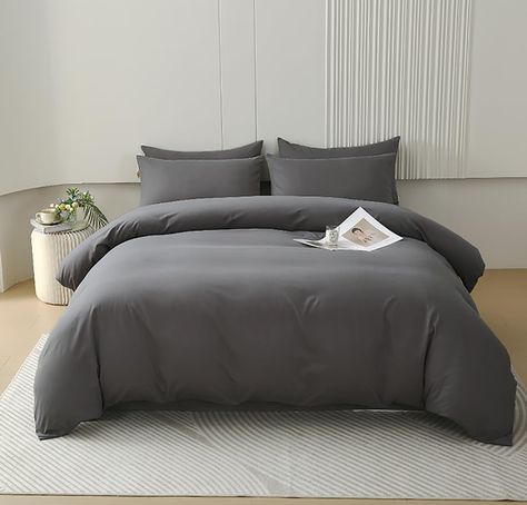 PRICES MAY VARY. HIGH QUALITY MATERIAL: This grey COMFORTER set king size is covered by cotton material and filled with 240gsm whole-piece superior microfiber. Very soft, comfortable, breathable and durable, provides exceptional warmth and comfort you've been looking for. A BAG CONTAINS: 3 pcs COMFORTER SET--1 comforter 90x104 inches (king size), 2 pillowcases 20x36 inches.(Not include sheet and pillows). USAGE SCENARIOS: This dark gray comforter king is very modern and luxurious, it can be rede Gray Bed Spread, Grey Bedsheet, Dark Grey Comforter, Dark Grey Bedding, Gray Comforter, Bedding Grey, House Schedule, Grey Bed Sheets, Gray Bedding