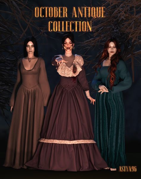 Sims 4 Witch Dress, Sims 4 Witch Cc, Sims Rooms, Witch Outfits, Sims 4 Decades Challenge, Vampire Dress, Alpha Cc, Sims Medieval, Sims Houses