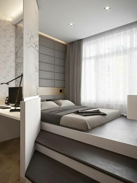 Platform Bedroom, Bedroom Minimalist, Zen Bedroom, Minimalist Bedroom Design, Modern Bedroom Interior, Dekorasi Kamar Tidur, Woman Bedroom, Trendy Bedroom, Modern Bedroom Design