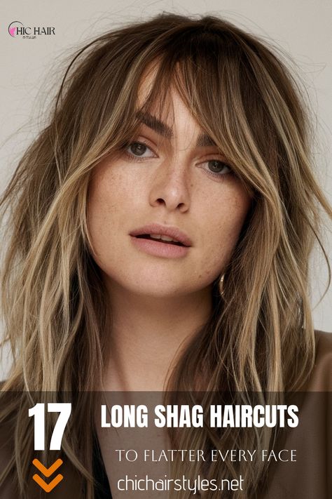 A tousled shag adds a playful, messy vibe to square face shapes. The soft layers counteract the sharp jawline, giving the face a more balanced and softer appearance. Perfect for wavy or straight hair types! Messy Shag Haircut, Soft Shag Haircut, Sharp Jawline, Long Pixie Bob, Long Layered Curly Hair, Pixie Bob Hairstyles, Long Shag Haircut, Soft Shag, Long Shag