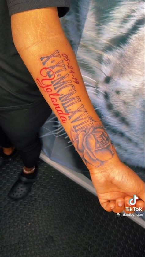 Tattoo Ideas Female Forearm Black Women, Brother Name Tattoo Ideas, My Fathers Keeper Tattoo Female, Name Tattoos Sleeve, Daughter Tattoo For Father Forearm, Tattoo Name Ideas Female, Brother Name Tattoos, Name Tattoos For Women Forearm, Forearm Tattoos Men Simple