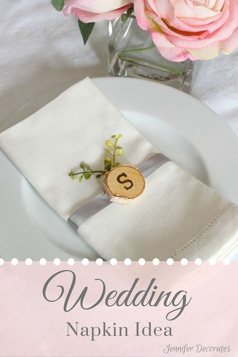 Diy Napkin Rings Wedding, Wedding Napkin Ideas, Diy Wedding Napkins, Napkins Wedding Table, Diy Napkin Holder, Napkin Holder Wedding, Napkin Ideas, Wedding Reception Napkins, Monogrammed Wedding Napkins