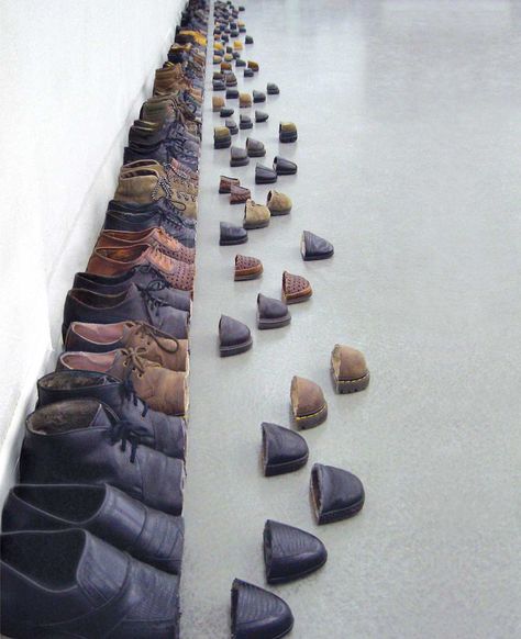 Sliced Footwear Arranged in Uncanny Configurations by Sakir Gokcebag | Colossal Grant Wood, Wayne Thiebaud, Stray Cats, Colossal Art, Louise Bourgeois, Encaustic Painting, New York Art, Shoe Art, Abstract Expressionist