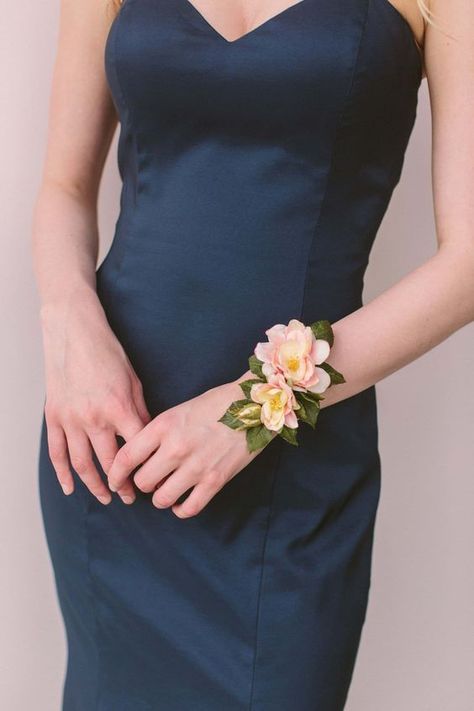 Floral Wrist Corsage, Something Borrowed Blooms, Diy Wrist Corsage, Bridal Corsage, Wrist Corsage Prom, Silk Wedding Flowers, Silk Florals, Corsage Prom, Prom Flowers