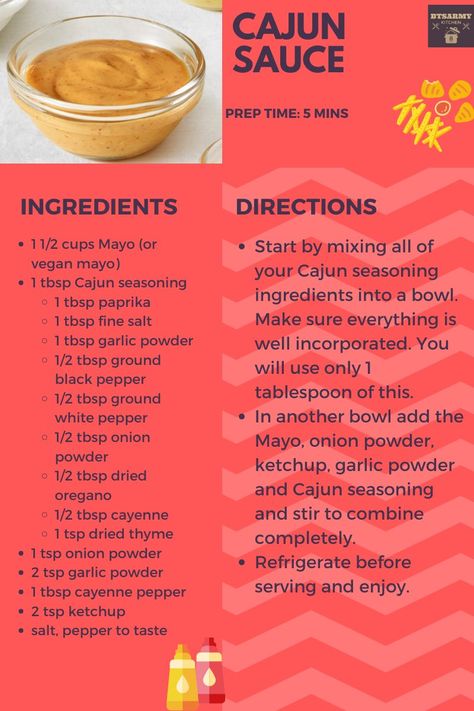 Cajun Sauce, Homemade Sauce Recipes, Homemade Condiments, Condiment Recipes, Copykat Recipes, Creole Recipes, Homemade Seasonings, Cajun Recipes, Spice Recipes