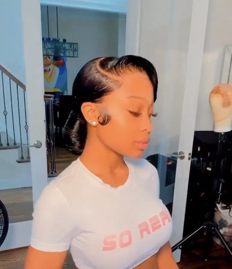 Jayda Wayda Updo, Frontal Low Bun Hairstyles, Classy Bun Hairstyles Black Women, Jayda Wayda Bun, Jayda Wayda Low Bun, Wig Bun Hairstyles, Frontal Bun Hairstyles, Slick Back Ponytail Lace Wig, Double Frontal Barbie Ponytail