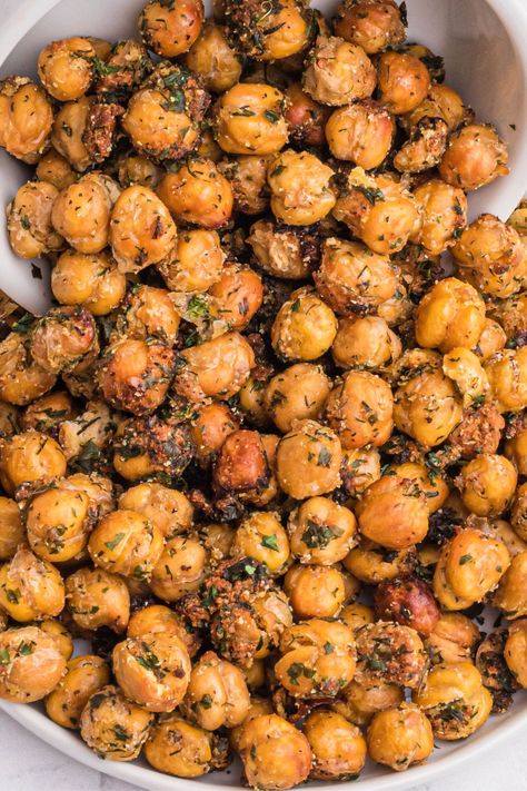 Air Fryer Chickpeas | Air Frying Foodie Fried Chickpeas Recipe, Butternut Squash Side Dish, Air Fryer Chickpeas, High Fiber Snacks, Mushroom Recipes Healthy, Chickpea Snacks, Homemade Ranch Seasoning, Bean Snacks, Dry Chickpeas