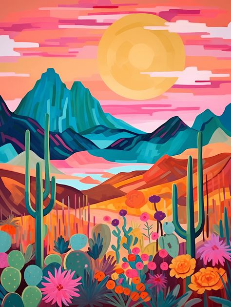 Colorful Mountains, The Joy Of Painting, Desert Painting, Mountain Paintings, Paint By Numbers, Gifts For An Artist, Colorful Landscape, Vibrant Art, Art Kit