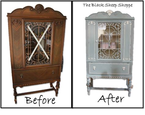 Shabby Sweet China Cabinet ............ #DIY #cabinet #furniture #buffet #crafts #decor #chalkpaint Stencil Inside China Cabinet, Duncan Phyfe China Cabinet Makeover, Glass China Cabinet, 1930s China Cabinet, Vintage China Cabinets, Antique China Cabinets, Chalk Paint Dresser, How To Antique Paint Furniture China Cabinets & Hutches, Painted China Cabinets