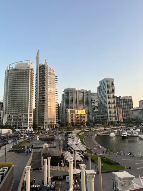 #lebanon #beirut #city #skyline #zaytunabay #sunset Zaytuna Bay Beirut, Free Lebanon, Lebanon Beirut, Beirut Lebanon, Sky View, Beirut, Travel Adventure, City Skyline, Lebanon