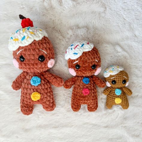 Holiday Amigurumi, Gingerbread Man Crochet, Crochet Gingerbread Man, Crochet Gingerbread, Crochet Mittens Free Pattern, Easy Beginner Crochet Patterns, Christmas Crochet Patterns Free, Family Cute, Free Pattern Crochet