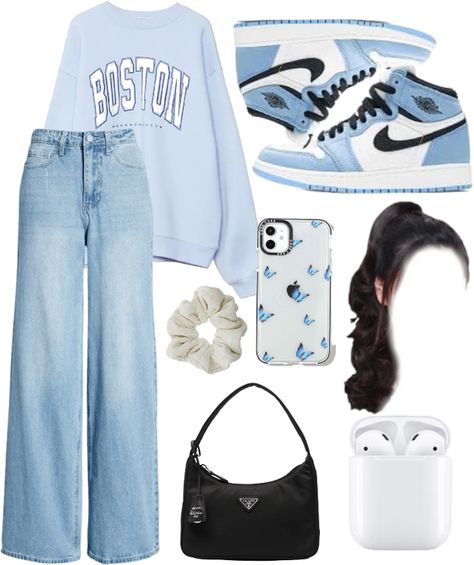 Blue Themed Outfits Casual, Blue Aesthetic Outfit, Blue Shoes Outfit, Blue Outfit Ideas, Blue And White Outfit, Blue And White Outfits, Bear Outfits, Stylish Work Outfits, Trendy Fashion Outfits