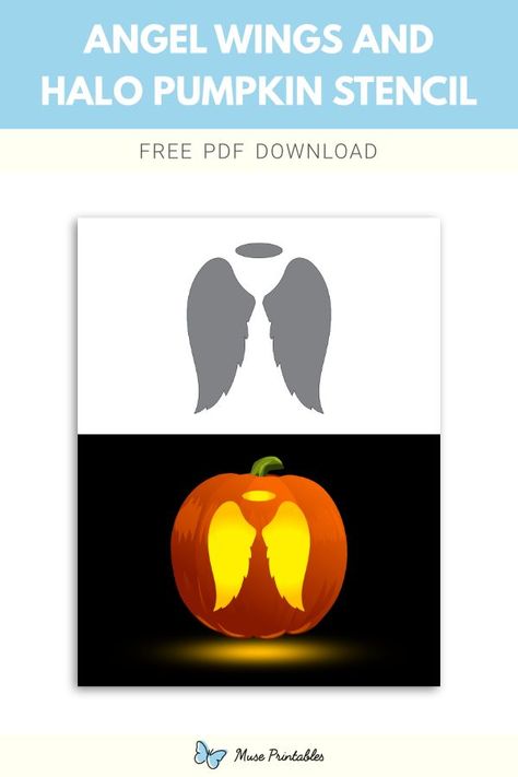 Memorial Pumpkin Carving, Angel Pumpkin, Angel Pumpkin Carving, Angel Wings Halloween, Printable Pumpkin Stencils, Pumpkin Stencils Free, Halloween Pumpkin Stencils, Pumkin Carving, Halloween Pumpkin Carving Stencils