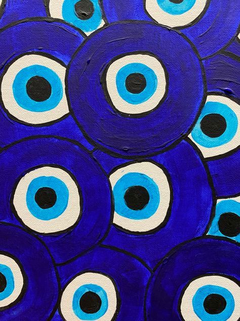 👁️ A mesmerizing sea of protection: This unique self-made artwork showcases an array of beautiful blue Nazar eyes, each symbolizing the watchful gaze that wards off negativity and evil. Dive into this captivating mosaic of eyes and let their protective energy surround you. 🧿💙 #NazarEyes #Protection #ArtisticElegance #BlueEyes 🎨👁️ Evil Eye Artwork, Blue Eye Protection, Little Krishna, Turkish Eye, Eyes Artwork, Eye Painting, Eye Protection, Never Give Up, Artwork Painting