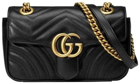 Gucci GG Shoulder Mini Marmont Black Matelassé Chevron Leather Cross Body Bag Listed By Penny Lane - Tradesy Gg Marmont Matelassé Mini Bag, Gg Marmont Mini, Gucci Mini, Gucci Crossbody Bag, Gucci Crossbody, Spring Look, Gucci Gg Marmont, Gucci Shoulder Bag, Black Leather Crossbody Bag