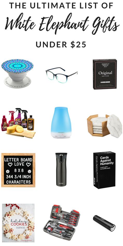 Have a work gift exchange? Check out this list of the best ideas for a White Elephant Gift Exchange - most of them gender neutral and available on Amazon! #Gifts #GiftExchange #WhiteElephant Unisex Gift Exchange Ideas, Work Grab Bag Gift Ideas, Neutral White Elephant Gifts, Gender Neutral Christmas Gifts Under $20, Gender Neutral Gift Exchange Ideas, Gender Neutral Gift Ideas, Best Unisex Gifts, Unisex Gift, Best Grab Bag Gifts For Christmas