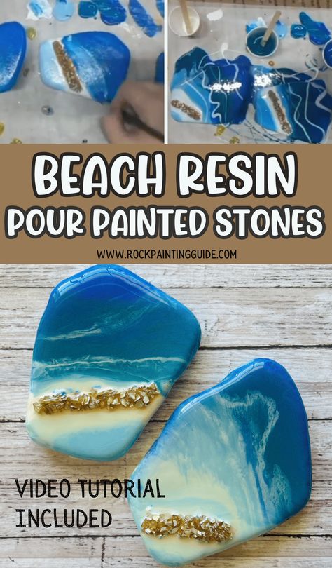 resin painted rocks Resin Art Supplies, How To Make Resin, Beginner Crafts, Diy Techniques, Diy And Crafts Sewing, Painted Rocks Diy, Resin Painting, Pouring Art, Upcycled Crafts