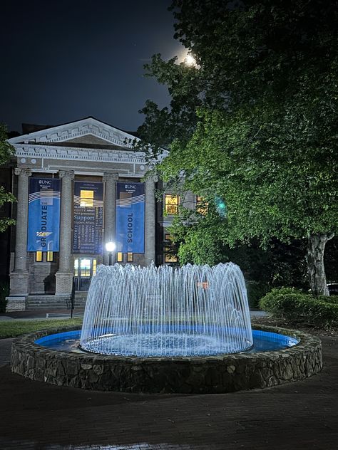 Unc College, Fountain Photography, North Carolina Colleges, North Carolina Chapel Hill, Unc University, Academic Aesthetic, Chapel Hill North Carolina, Fountain Lights, Unc Chapel Hill