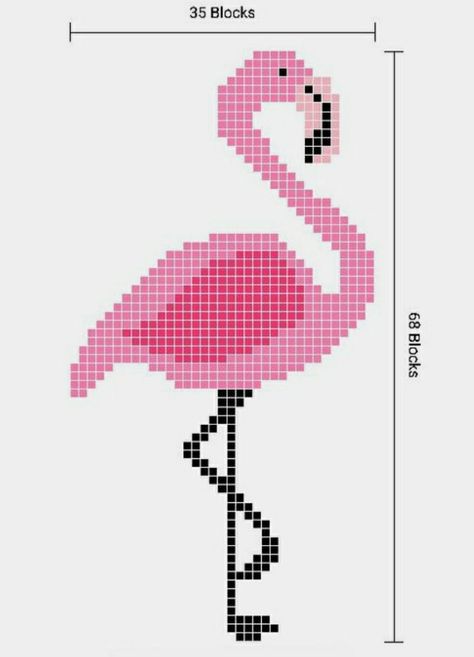 Pink Flamingo Cross Stitch Pattern, Flamingo Plastic Canvas, Flamingo Plastic Canvas Patterns, Flamingo Cross Stitch Pattern Free, Cross Stitch Flamingo, Flamingo Pixel Art, Flamingo Cross Stitch, Cupcake Dolls, Diy Crochet Slippers