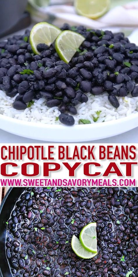 Chipotle Black Bean Copycat Recipes, Chipotle Black Beans Recipe, Chipotle Beans Recipe, Mexican Black Bean Recipes, Chipotle Beans Copycat, Chipotle Copycat Recipes Beans, How To Make Black Beans, How To Cook Black Beans, Black Bean Recipes Mexican