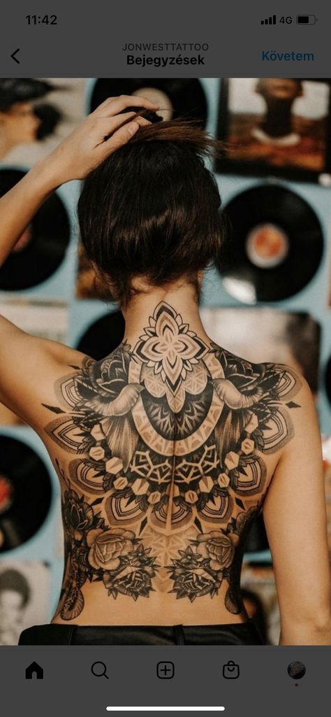 Huge Back Tattoo Women, Geometric Back Tattoo Female, Top Of Back Tattoo Women, Ladies Upper Back Tattoo, Womens Large Back Tattoos, Back Cover Up Tattoos For Women Upper, Female Back Tattoos Full, Whole Back Tattoo Women, Feminine Back Tattoos Full