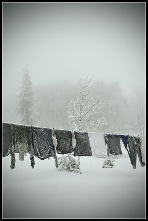 Before Christmas by Vlad Dumitrescu on Fotoblur | Landscape Photography Clothesline Pictures, Clothes Hanging, Vintage Winter, Country Charm, White Picture, Drying Clothes, Black And White Pictures, Vintage Pictures, Clothes Line