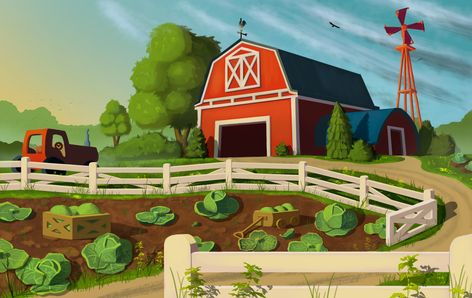 Barn Illustration, Farm Cartoon, Farm Games, Bg Design, Vector Art Design, Landscape Concept, Barn Design, Low Poly Art, Childrens Books Illustrations