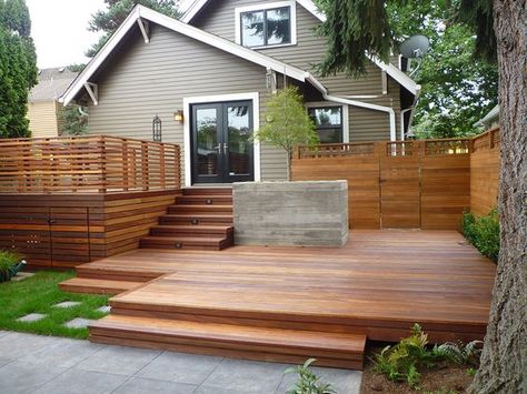 The Best Permanent Colour for your Deck, Patio or Balcony Balustrade Ideas, Patio Plan, Ground Level Deck, Mountain Chic, Building A Floating Deck, Platform Deck, Terrasse Design, Modern Deck, Deck Steps