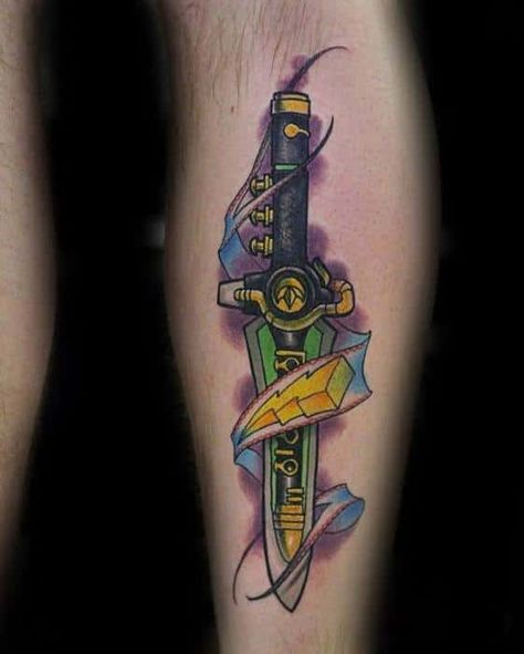 Incredible Power Rangers Tattoos For Men Rangers Tattoo, Power Rangers Tattoo, Ranger Tattoo, Martial Arts Tattoos, Tommy Oliver Power Rangers, Tattoo Ideas Simple, Green Power Ranger, Tommy Oliver, Yakuza Tattoo