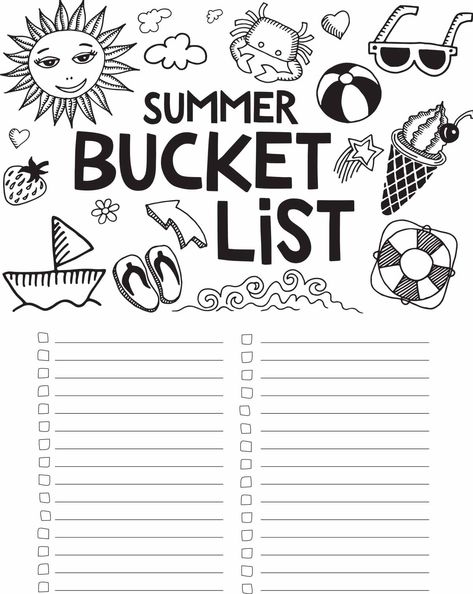 summer bucket list coloring page Summer Bucket List Worksheet, Peer Counseling, Printable Summer Bucket List, Printable Bucket List, Kids Summer Bucket List, Manifest Board, Luke Shaw, Summer Schedule, Theme Activities