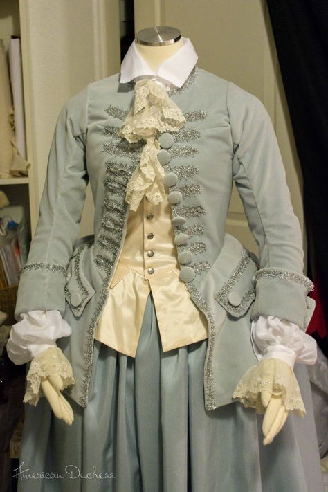 1740s Riding Habit Waistcoat and Shirt ~ American Duchess 1700 Fashion, American Duchess, 18th Century Women, Riding Habit, 18th Century Dress, Rococo Fashion, 18th Century Costume, 18th Century Clothing, Historical Dress